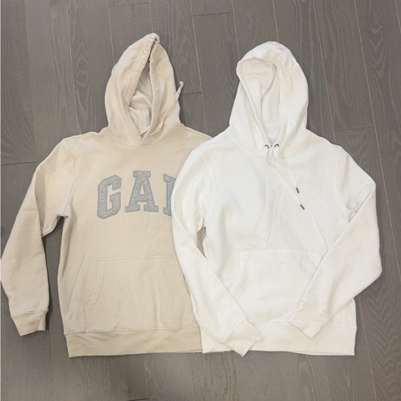 GAP Sweaters - GAP Women's Beige and White Hoodies